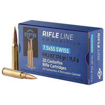 7.5x55 Swiss 174gr FMJBT PPU Ammo Box (20 rds)