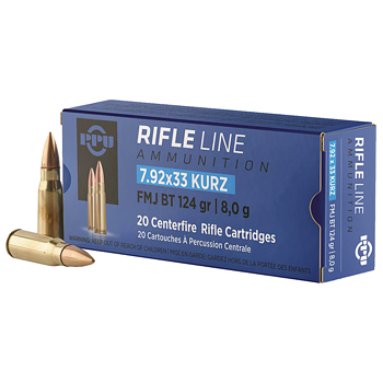 7.92x33 Kurz 124gr FMJ PPU Ammo Case (500 rds)