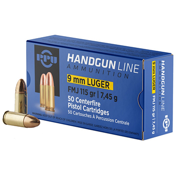 9mm Luger (9x19mm) 115gr FMJ PPU Ammo Sleeve (350 rds)