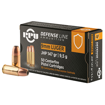 9mm Luger (9x19mm) 147gr JHP PPU Ammo Case (1000 rds)