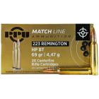 223 Remington (5.56x45mm) 69gr HPBT PPU Match Ammo Case (1000 rds)