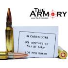 308 Win (7.62x51mm) 145gr FMJBT PPU Ammo Brick (500 rds)