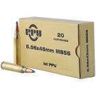 5.56x45mm Ammo for Sale 62gr FMJBT M855 PPU 20rd Box
