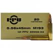 5.56x45mm M193 55gr FMJ PPU Ammo