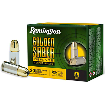 9mm Luger (9x19mm) 124gr BJHP Remington Golden Saber Defense Compact Ammo Box (20 rds)