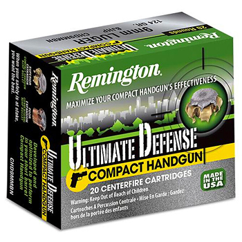 9mm Luger (9x19mm) 124gr BJHP Remington Ultimate Defense Ammo Box (20 rds)