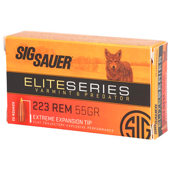223 Remington (5.56x45mm) 55gr Sig Sauer Elite Series Varmint and Predator Ammo Box (20 rds)