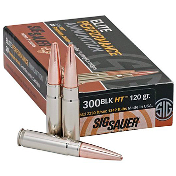 300 AAC Blackout 120gr Match Grade Sig Sauer Elite Performance Ammo Box (20 rds)