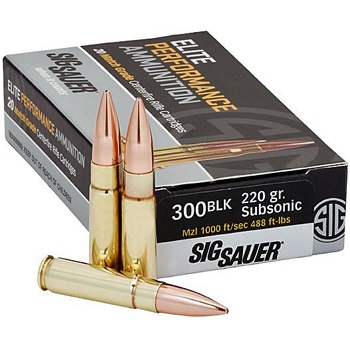 300 AAC Blackout 220gr Match Grade Sig Sauer Elite Performance Ammo Box (20 rds)