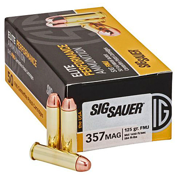 357 Mag 125gr FMJ Sig Sauer Elite Performance Ammo Box (50 rds)