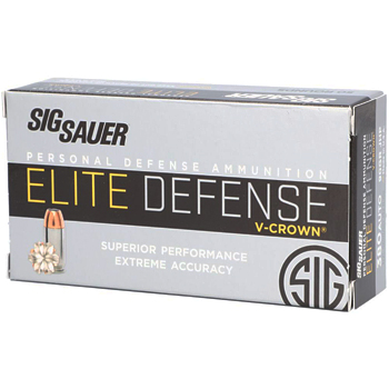 380 Auto (ACP) 90gr JHP Sig Sauer Elite V-Crown Ammo Box (50 rds)
