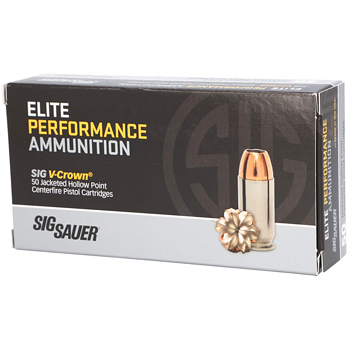 40 S&W 165gr JHP Sig Sauer Elite V-Crown Ammo Box (50 rds)