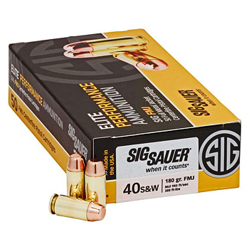 40 S&W 180gr Elite Ball FMJ Sig Sauer Elite Performance Ammo Box (50 rds)