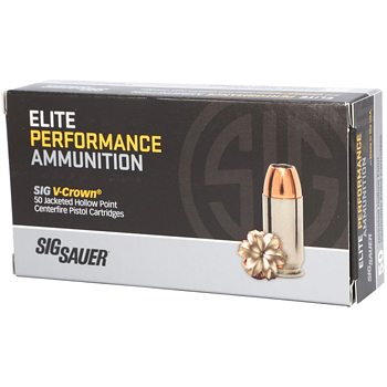 40 S&W 180gr JHP Sig Sauer Elite V-Crown Ammo Box (50 rds)