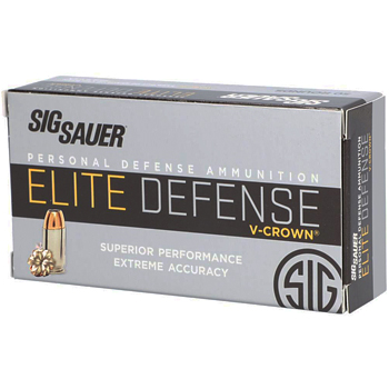 45 Auto (ACP) 230gr JHP Sig Sauer Elite V-Crown Ammo Box (50 rds)