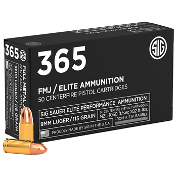 9mm Luger (9x19mm) 115gr FMJ Sig Sauer 365 Ammo Box (50 rds)