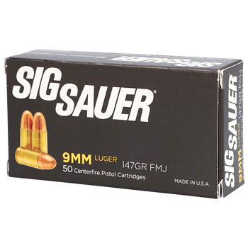 9mm Luger (9x19mm) 147gr FMJ Sig Sauer Elite Ball Ammo Box (50 rds)
