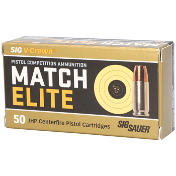 9mm Luger (9x19mm) 147gr JHP Sig Sauer Match Elite Competition Ammo Box (50 rds)