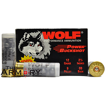 12 GA 2-3/4 00B 9-pellet Wolf Ammo Box (10 rds)