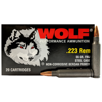 223 Remington (5.56x45mm) 55gr FMJ Wolf Performance Ammo Brick (500 rds)