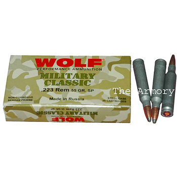 223 Remington (5.56x45mm) 55gr SP Wolf MC Ammo Case (1000 rds)
