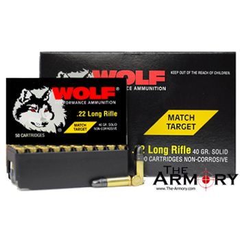 22LR 40gr Solid Match Target Wolf Ammo Box (50 rds)