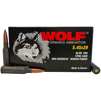 5.45x39mm 60gr FMJ Wolf Performance Ammo Case (1000 rds)