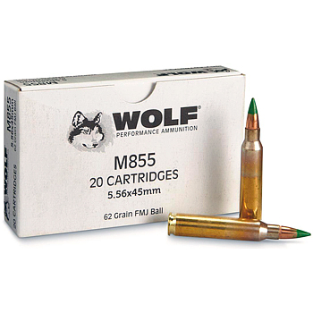 5.56x45mm 62gr FMJ M855 Wolf Ammo Brick (500 rds)