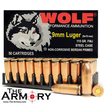 9mm Luger (9x19mm) 115gr FMJ Wolf Performance Ammo Case (1350 rds)