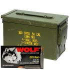 223 Remington (5.56x45mm) 55gr FMJ Wolf Performance Ammo 1000 rounds in a USGI Military Surplus .50-Cal Ammo Can