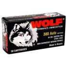 380 Auto (ACP) 90gr FMJ Wolf Performance Ammo Case (1000 rds)