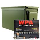 45 ACP (45 Auto) 230gr FMJ Wolf WPA Polyformance Ammo in a New 50 Cal Ammo Can (500 rds)