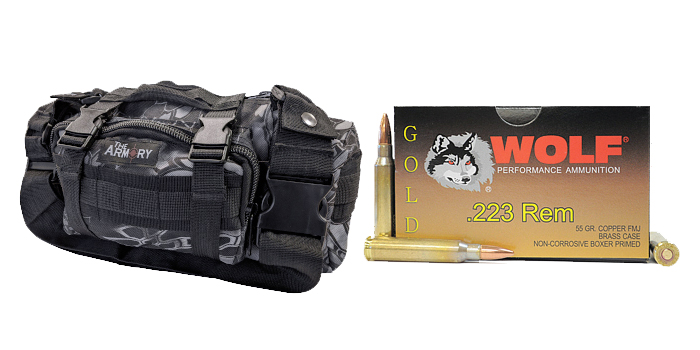 500 Rounds of Wolf Gold 223 Ammo and Black Python Range Bag