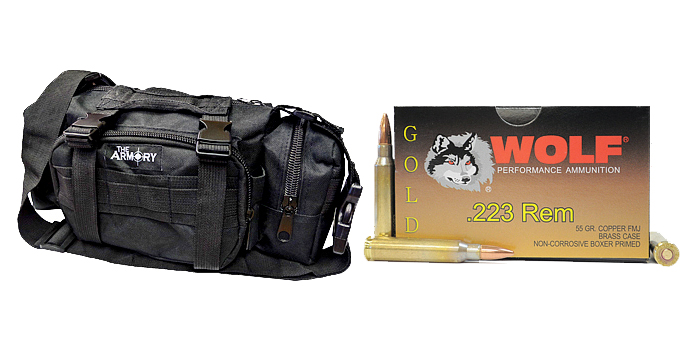 223 55gr FMJ Wolf Gold Ammo - 500 Rounds in The Armory Black Range Bag