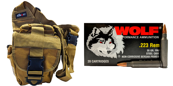 280 Rounds of Wolf 223 Ammo in a Tan Shoulder Bag