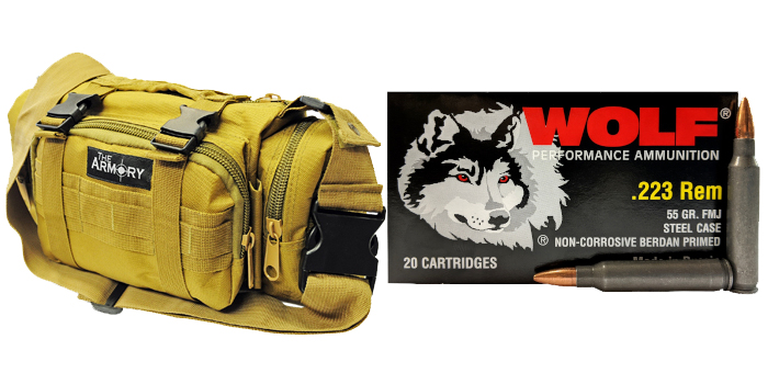 280 Rounds of Wolf 223 Ammo in a Tan Range Bag