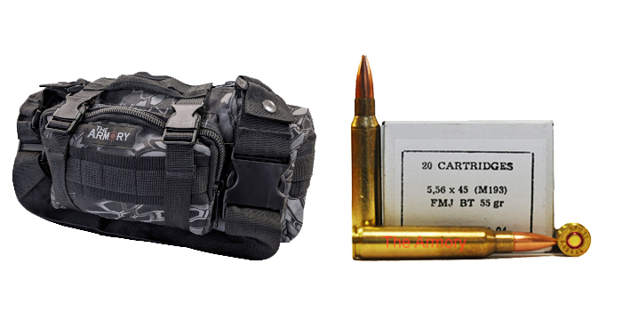 5.56x45 55gr FMJBT M193 PPU Ammo - 280rds in The Armory Black Python Range Bag