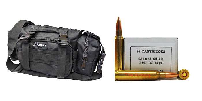5.56x45 55gr FMJBT M193 PPU Ammo - 280rds in The Armory Black Range Bag