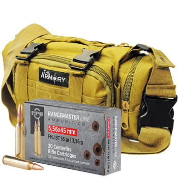 5.56x45 55gr FMJBT PPU Rangemaster Ammo - 280rds in The Armory Tan Range Bag