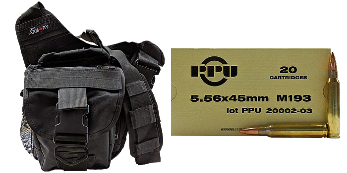 5.56x45mm M193 55gr FMJ PPU Ammo 280 Rounds in The Armory Black Shoulder Bag
