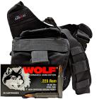 223 Rem 55gr FMJ Wolf Performance Ammo - 280rds in The Armory Black Shoulder Bag