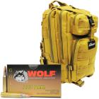 Wolf Gold 223 Ammo - 1000 Rounds in Armory Tan Tactical Backpack