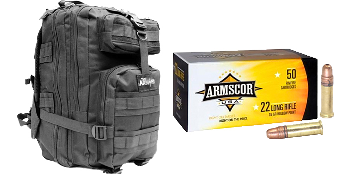 22LR 36gr HVHP Armscor Ammo - 500rds in The Armory Black Backpack