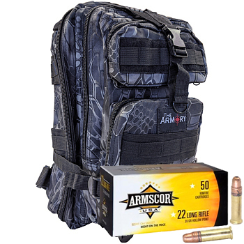 22LR 36gr HVHP Armscor Ammo - 500rds in The Armory Black Python Backpack