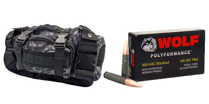 200 Rounds of Wolf 300 Blackout BLKOUT in Black Python Range Bag