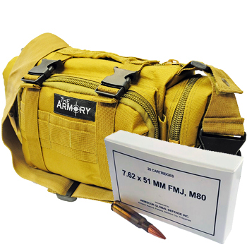 308 Win M80 147gr FMJ Armscor Precision Ammo in The Armory Tan Range Bag (200 rds)