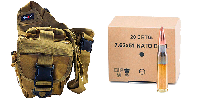 240 ROunds of GGG 308 Ammo in tan Shoulder Bag