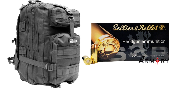 500 Rounds of S&B 40 S&W 180gr in Black Backpack