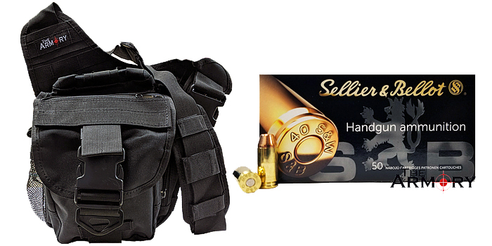 350 Rounds of S&B 40 S&W Ammo 180gr in Black Shoulder Bag