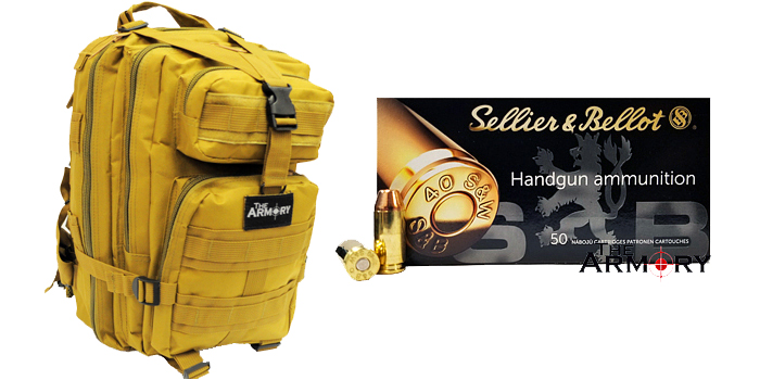 1000 Rounds of 40 S&W ammo from S&B in Tan Backpack
